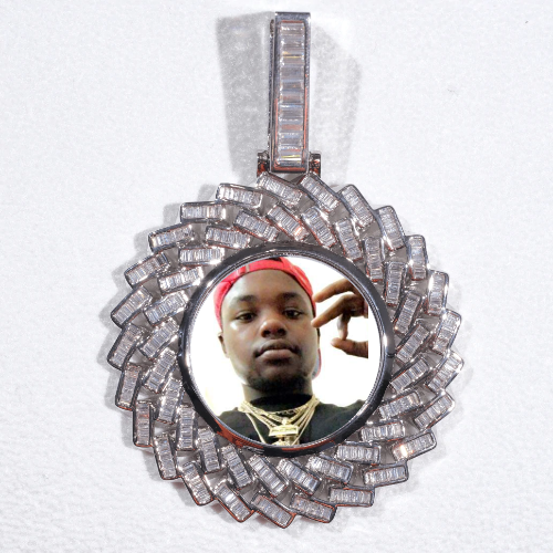 Large 3D Baguette Custom Picture Pendant