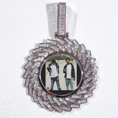 Large 3D Baguette Custom Picture Pendant