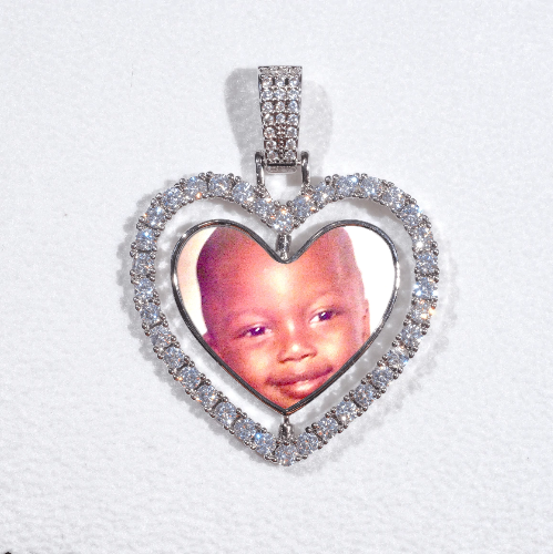 3D Spinning 2-Faced Heart Custom Picture Pendant