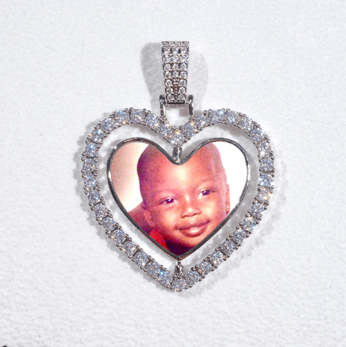 3D Spinning 2-Faced Heart Custom Picture Pendant