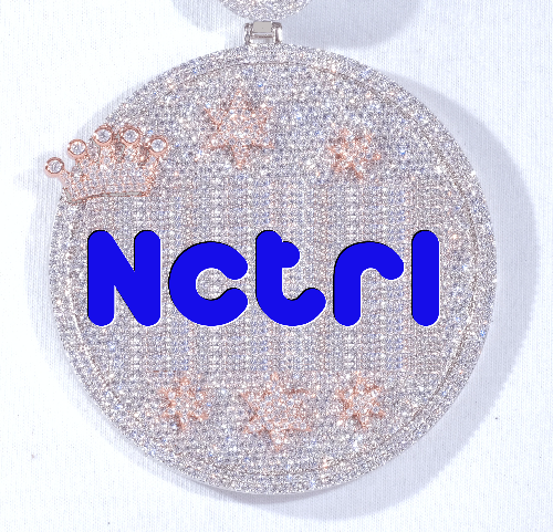 CUSTOM LETTER NECKLACE 3D BIG CROWN DISC