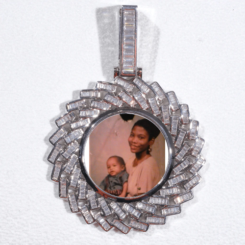 Large 3D Baguette Custom Picture Pendant