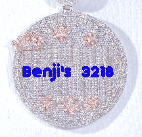 CUSTOM LETTER NECKLACE 3D BIG CROWN DISC