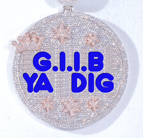 CUSTOM LETTER NECKLACE 3D BIG CROWN DISC