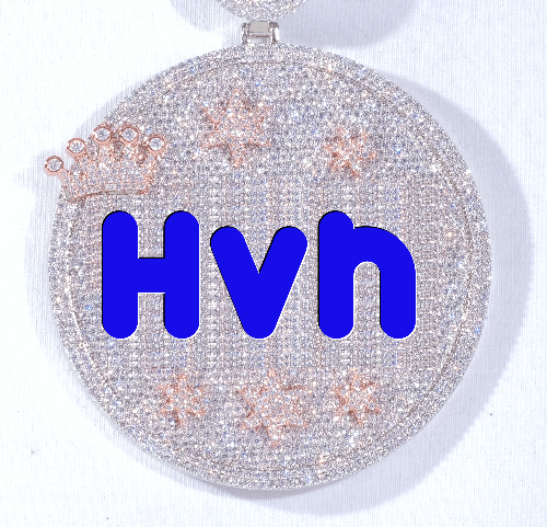 CUSTOM LETTER NECKLACE 3D BIG CROWN DISC