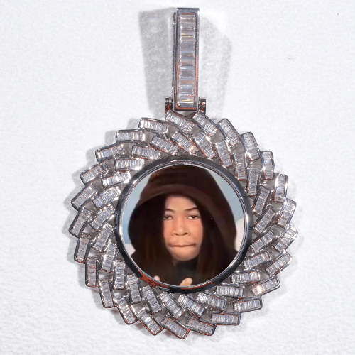 Large 3D Baguette Custom Picture Pendant