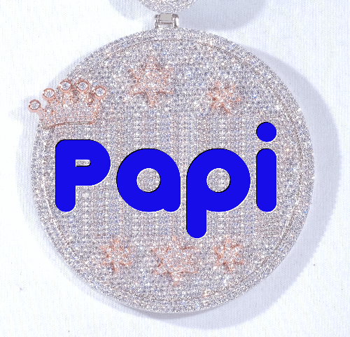 CUSTOM LETTER NECKLACE 3D BIG CROWN DISC