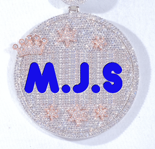 CUSTOM LETTER NECKLACE 3D BIG CROWN DISC