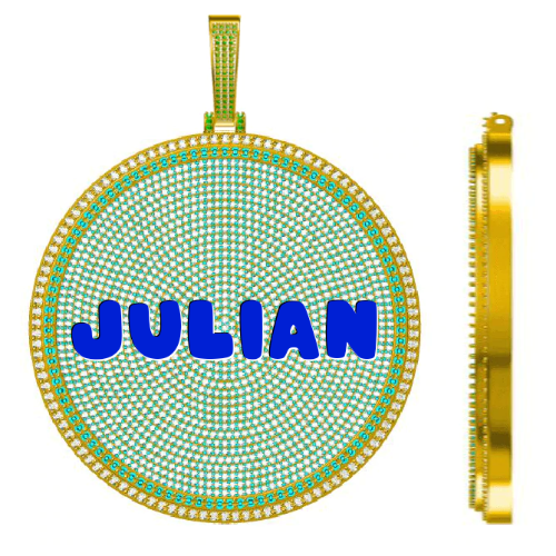 CUSTOM LETTER NECKLACE 3D BIG DISC