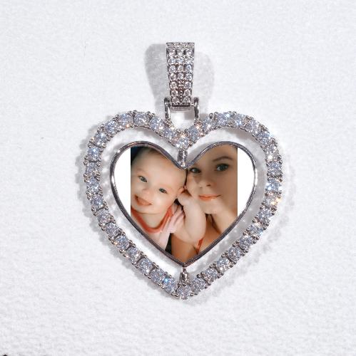 3D Spinning 2-Faced Heart Custom Picture Pendant