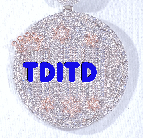 CUSTOM LETTER NECKLACE 3D BIG CROWN DISC