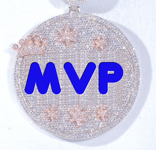 CUSTOM LETTER NECKLACE 3D BIG CROWN DISC