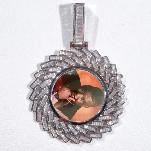 Large 3D Baguette Custom Picture Pendant