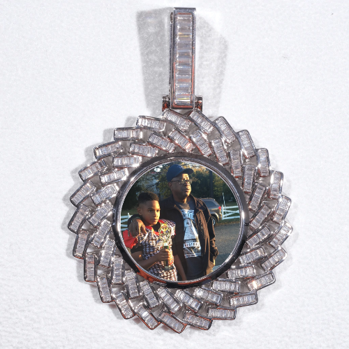 Large 3D Baguette Custom Picture Pendant
