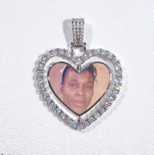 3D Spinning 2-Faced Heart Custom Picture Pendant