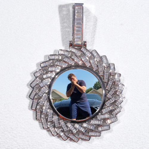 Large 3D Baguette Custom Picture Pendant