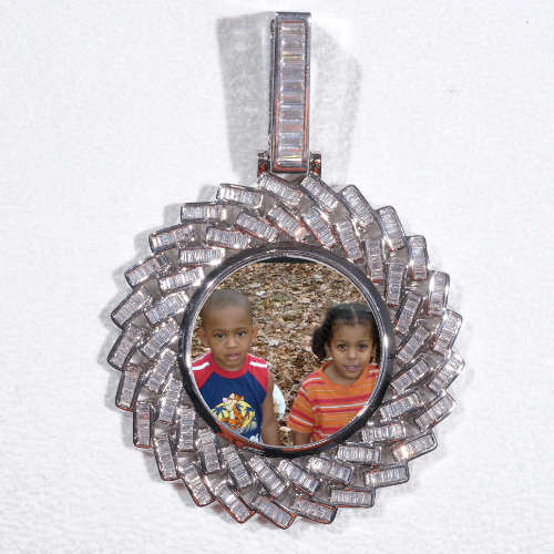 Large 3D Baguette Custom Picture Pendant