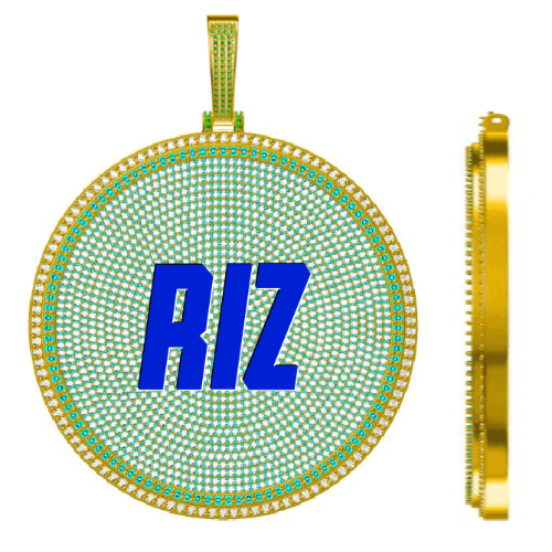 CUSTOM LETTER NECKLACE 3D BIG DISC