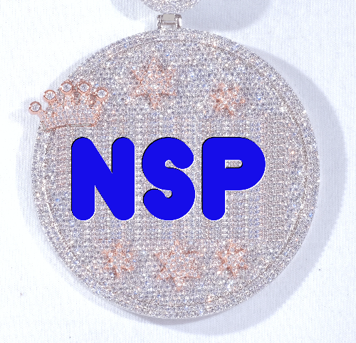 CUSTOM LETTER NECKLACE 3D BIG CROWN DISC