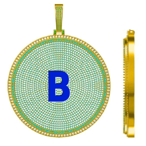 CUSTOM LETTER NECKLACE 3D BIG DISC