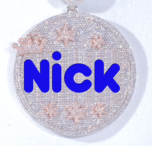 CUSTOM LETTER NECKLACE 3D BIG CROWN DISC