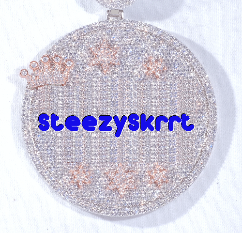 CUSTOM LETTER NECKLACE 3D BIG CROWN DISC