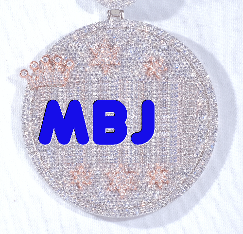 CUSTOM LETTER NECKLACE 3D BIG CROWN DISC