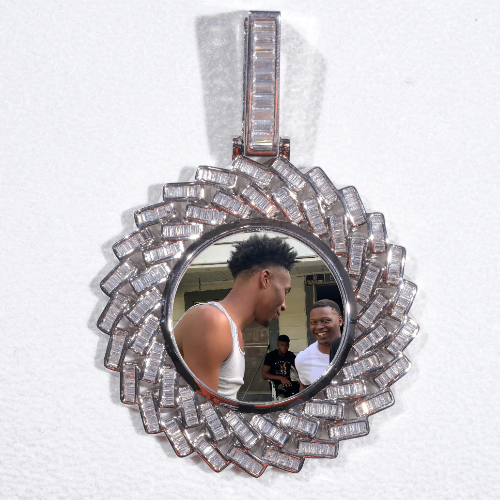 Large 3D Baguette Custom Picture Pendant