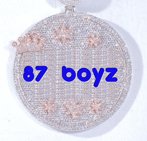 CUSTOM LETTER NECKLACE 3D BIG CROWN DISC