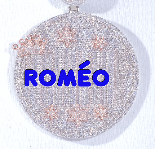 CUSTOM LETTER NECKLACE 3D BIG CROWN DISC