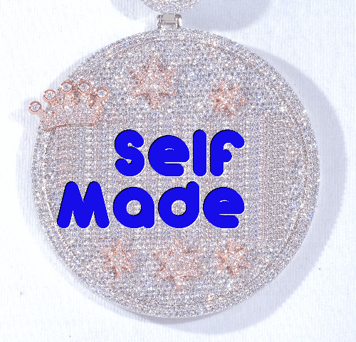 CUSTOM LETTER NECKLACE 3D BIG CROWN DISC