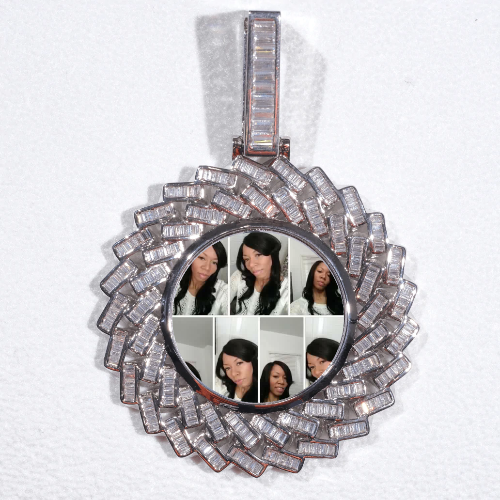 Large 3D Baguette Custom Picture Pendant