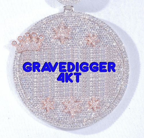 CUSTOM LETTER NECKLACE 3D BIG CROWN DISC