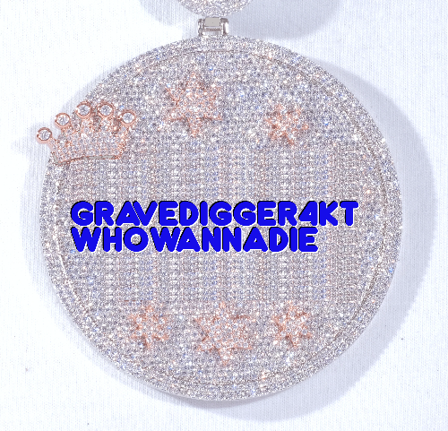 CUSTOM LETTER NECKLACE 3D BIG CROWN DISC