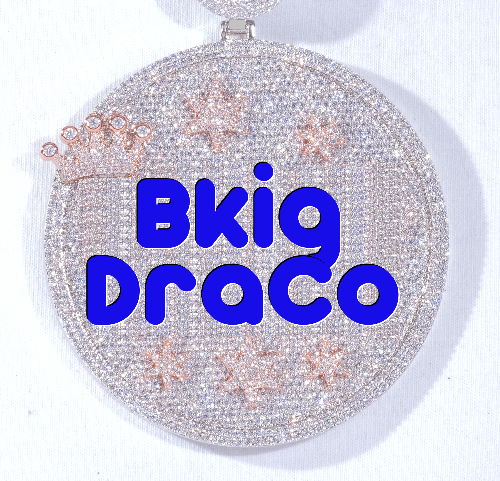 CUSTOM LETTER NECKLACE 3D BIG CROWN DISC