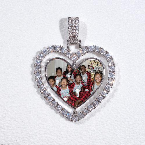 3D Spinning 2-Faced Heart Custom Picture Pendant