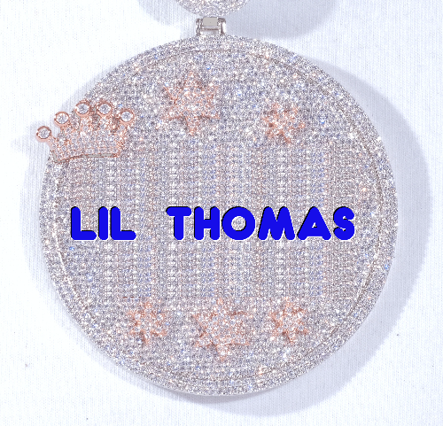 CUSTOM LETTER NECKLACE 3D BIG CROWN DISC