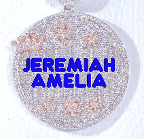 CUSTOM LETTER NECKLACE 3D BIG CROWN DISC