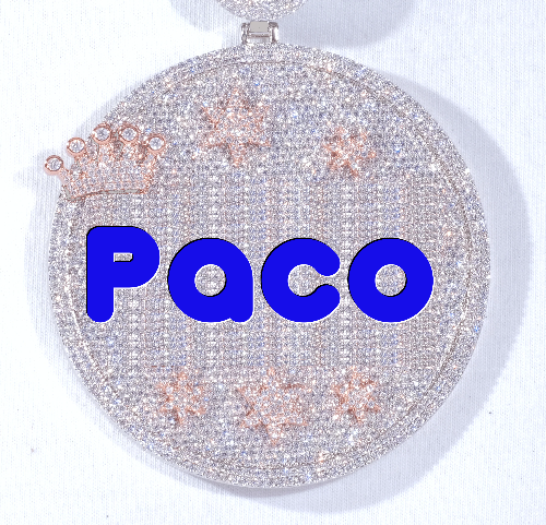 CUSTOM LETTER NECKLACE 3D BIG CROWN DISC