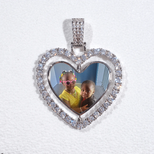 3D Spinning 2-Faced Heart Custom Picture Pendant