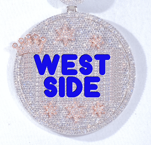 CUSTOM LETTER NECKLACE 3D BIG CROWN DISC