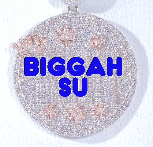 CUSTOM LETTER NECKLACE 3D BIG CROWN DISC