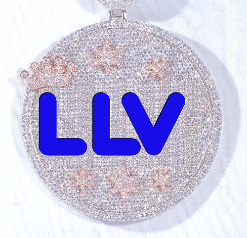 CUSTOM LETTER NECKLACE 3D BIG CROWN DISC
