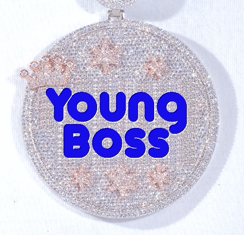 CUSTOM LETTER NECKLACE 3D BIG CROWN DISC
