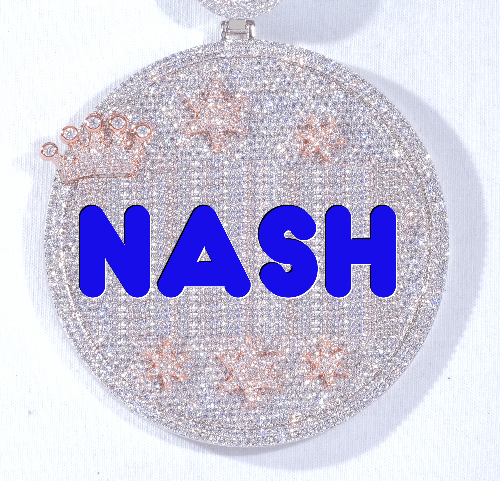 CUSTOM LETTER NECKLACE 3D BIG CROWN DISC
