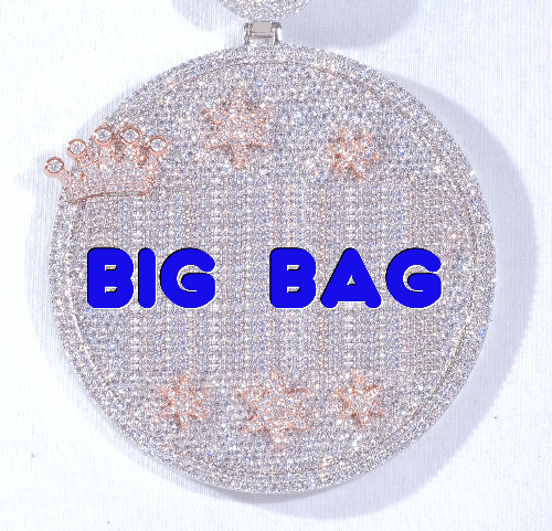 CUSTOM LETTER NECKLACE 3D BIG CROWN DISC