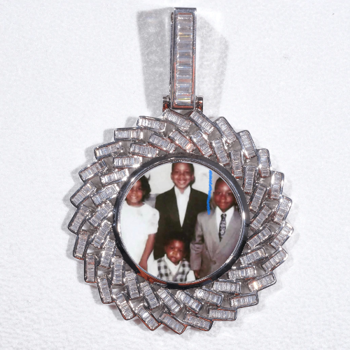 Large 3D Baguette Custom Picture Pendant
