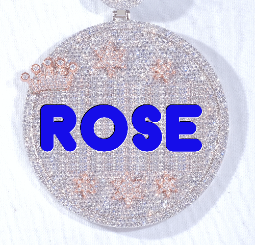 CUSTOM LETTER NECKLACE 3D BIG CROWN DISC