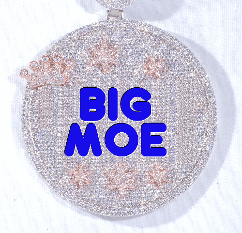 CUSTOM LETTER NECKLACE 3D BIG CROWN DISC