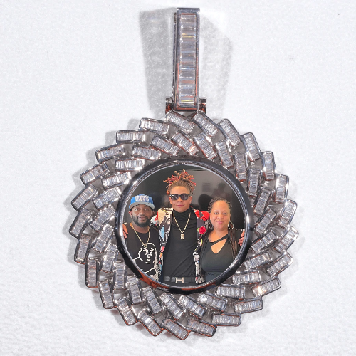 Large 3D Baguette Custom Picture Pendant